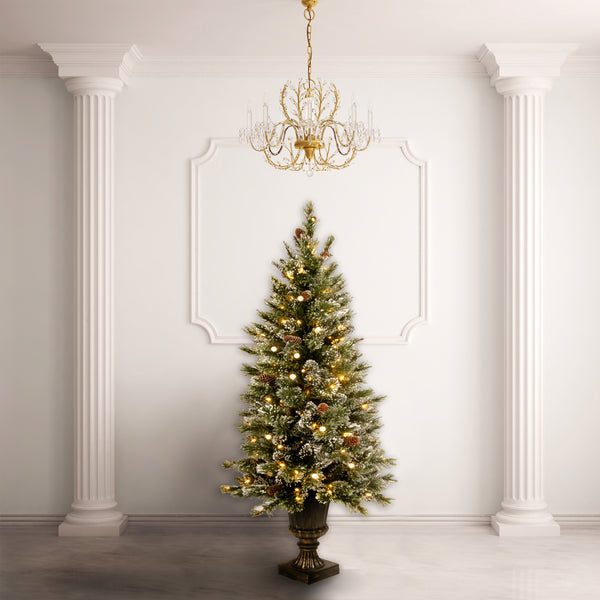 National Tree Company 4 Ft. Pre-Lit Glittery Bristle Tree With Warm White LED Lights