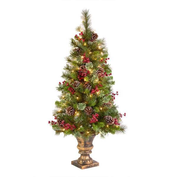 national tree company 4 ft. Pre-Lit Iced Berry Pine Entrance Tree with Clear Lights