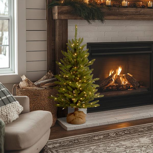 National Tree Company 4 Ft. Pre-Lit Kensington Fir Tree In A Burlap Sack With Clear Lights