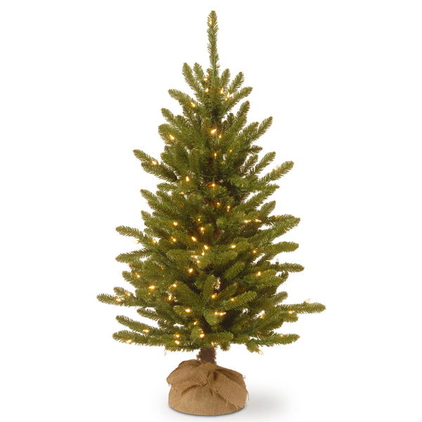 national tree company 4 ft. Pre-Lit Kensington Fir Tree in a Burlap Sack with Clear Lights