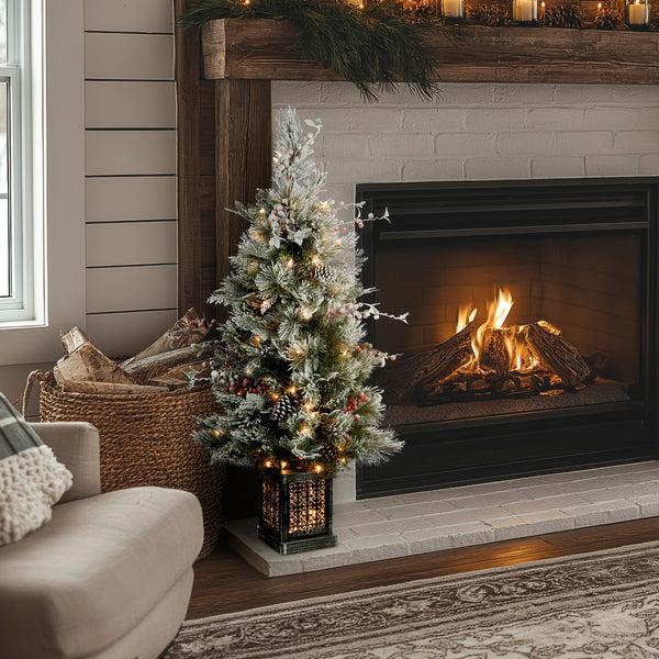 National Tree Company 4 Ft. Pre-Lit Snowy Bedford Pine Tree With Clear Lights