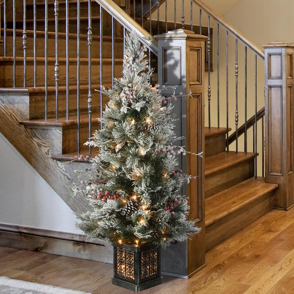 National Tree Company 4 Ft. Pre-Lit Snowy Bedford Pine Tree With Clear Lights
