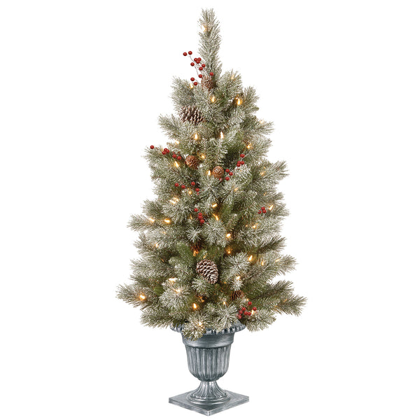 national tree company 4 ft. Pre-Lit Snowy Bristle Berry Tree with Clear Lights