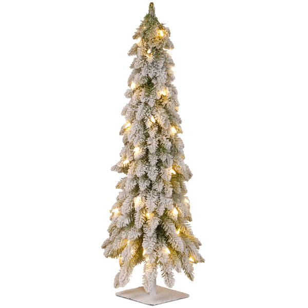 national tree company 4 ft. Pre-Lit Snowy Downswept Forest Tree with Clear Lights