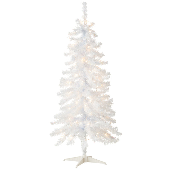 national tree company 4 ft. Pre-Lit Tinsel Collection White Iridescent Tree with Clear Lights