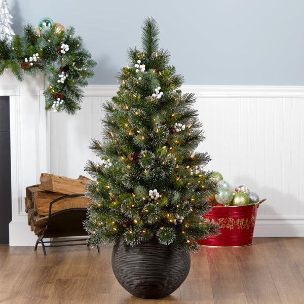 National Tree Company 4ft. Glittery Crestwood Spruce Entrance Tree With Clear Lights