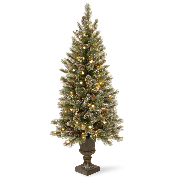 national tree company 5 ft. Pre-Lit Glittery Bristle Slim Tree with Warm White LED Lights
