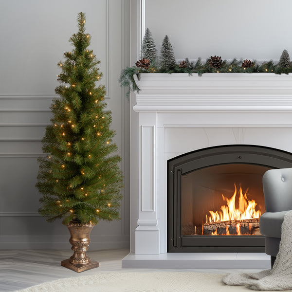 National Tree Company 5 Ft. Pre-Lit Montclair Spruce Slim Tree With Clear Lights