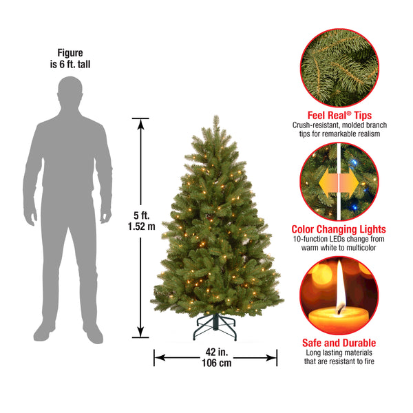 National Tree Company 5 Ft. Pre-Lit Newberry Spruce Tree With Dual Color LED Lights
