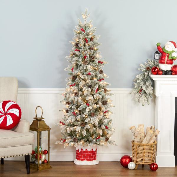 National Tree Company 5 Ft. Pre-Lit Snowberry Pine Half Tree With Clear Lights