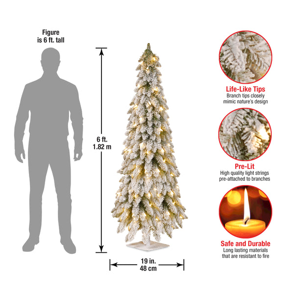 National Tree Company 5 Ft. Pre-Lit Snowy Downswept Forest Slim Tree With Clear Lights