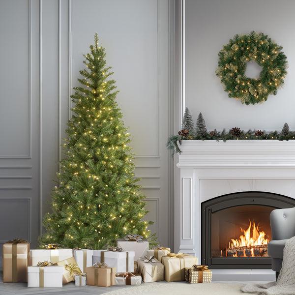 National Tree Company 6.5 Ft. Pre-Lit Aspen Spruce Slim Tree With Clear Lights