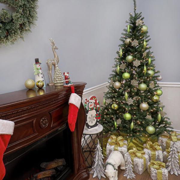 National Tree Company 6.5 Ft. Pre-Lit Aspen Spruce Slim Tree With Clear Lights