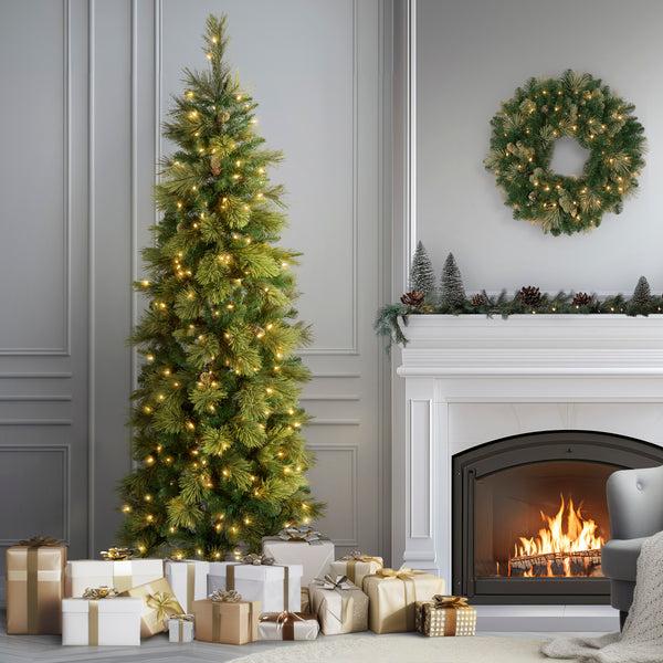 National Tree Company 6.5 Ft. Pre-Lit Carolina Pine Slim Tree With Clear Lights