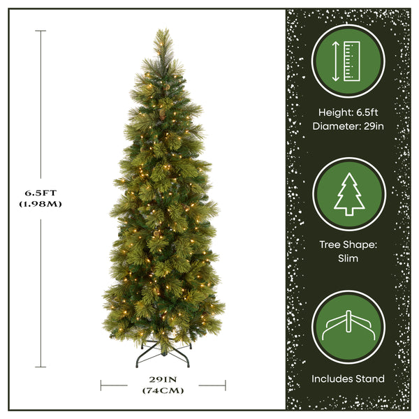 National Tree Company 6.5 Ft. Pre-Lit Carolina Pine Slim Tree With Clear Lights