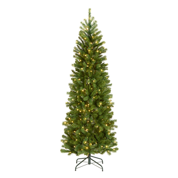 national tree company 6.5 ft. Pre-Lit Downswept Douglas Fir Pencil Slim Tree with Dual Color LED Lights