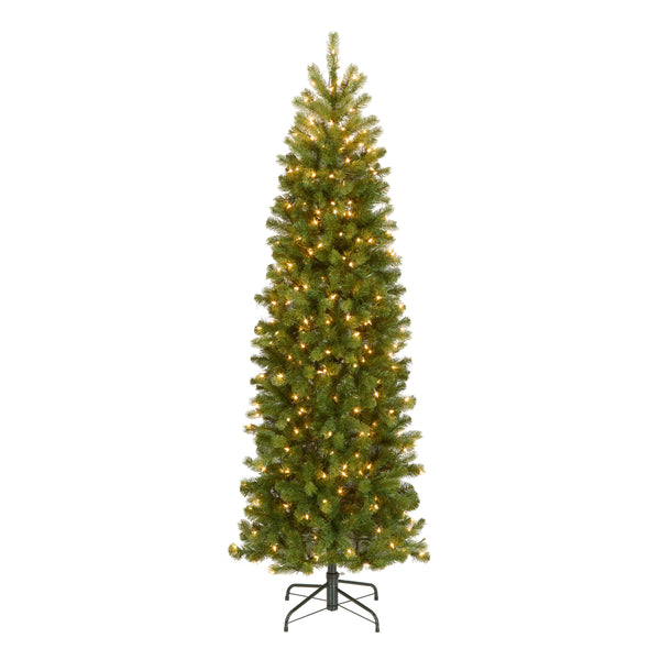 national tree company 6.5 ft. Pre-Lit Downswept Douglas Fir Pencil Slim Tree with Clear Lights