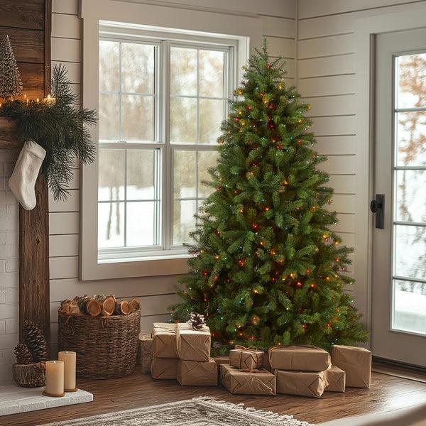 National Tree Company 6.5 Ft. Pre-Lit Downswept Douglas Fir Tree With Multicolor Lights