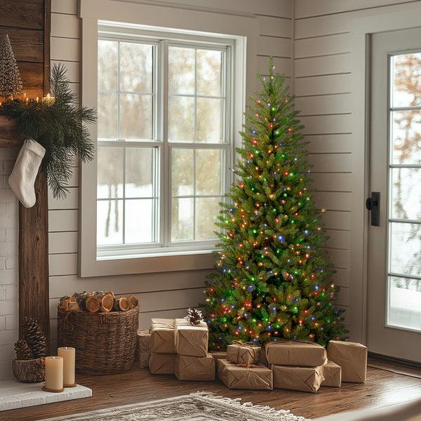National Tree Company 6.5 Ft. Pre-Lit Dunhill Fir Slim Tree With Multicolor Lights