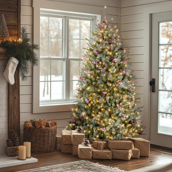 National Tree Company 6.5 Ft. Pre-Lit Dunhill Fir Snowy Tree With Clear Lights