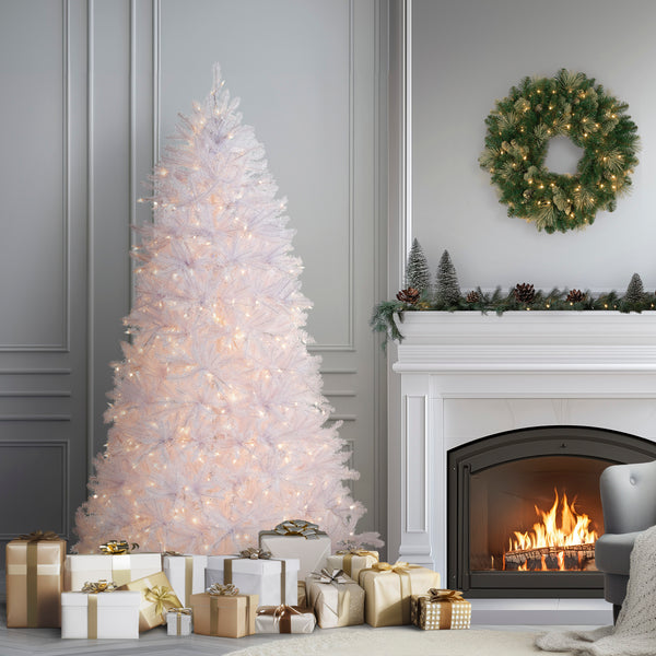 National Tree Company 6.5 Ft. Pre-Lit Dunhill Fir White Tree With Clear Lights