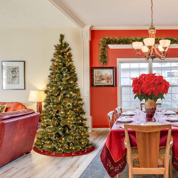 National Tree Company 6.5 Ft. Pre-Lit Glittery Bristle Slim Tree With Clear Lights