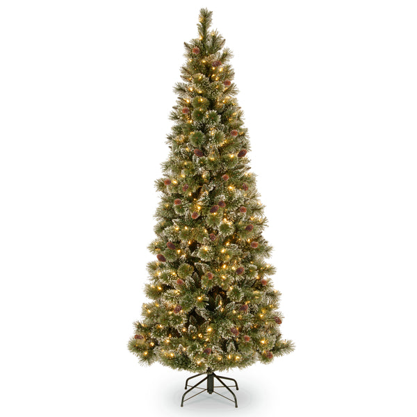 national tree company 6.5 ft. Pre-Lit Glittery Bristle Slim Tree with Clear Lights