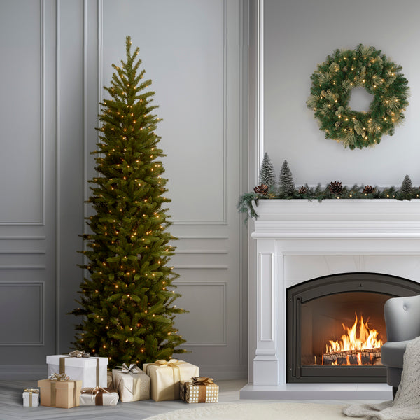 National Tree Company 6.5 Ft. Pre-Lit Grande Fir Pencil Slim Tree With Clear Lights