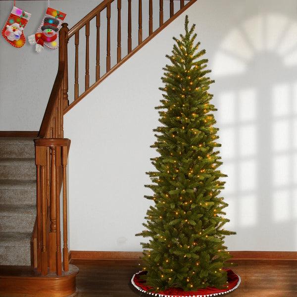 National Tree Company 6.5 Ft. Pre-Lit Grande Fir Pencil Slim Tree With Clear Lights