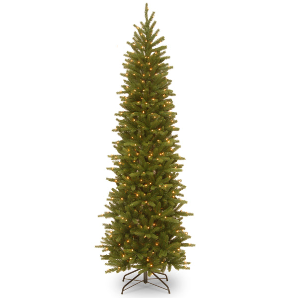 national tree company 6.5 ft. Pre-Lit Grande Fir Pencil Slim Tree with Clear Lights