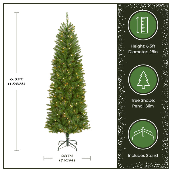 National Tree Company 6.5 Ft. Pre-Lit Kingswood Fir Pencil Tree With Clear Lights