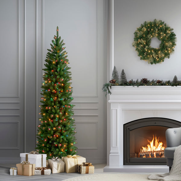 National Tree Company 6.5 Ft. Pre-Lit Kingswood Fir Pencil Tree With Multicolor Lights
