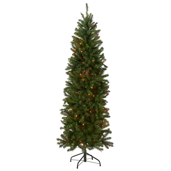 national tree company 6.5 ft. Pre-Lit Kingswood Fir Pencil Tree with Multicolor Lights