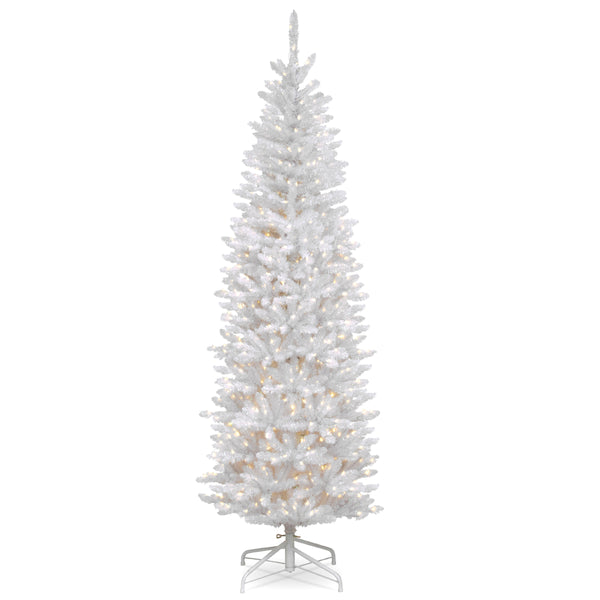 national tree company 6.5 ft. Pre-Lit Kingswood Fir White Pencil Tree with Clear Lights