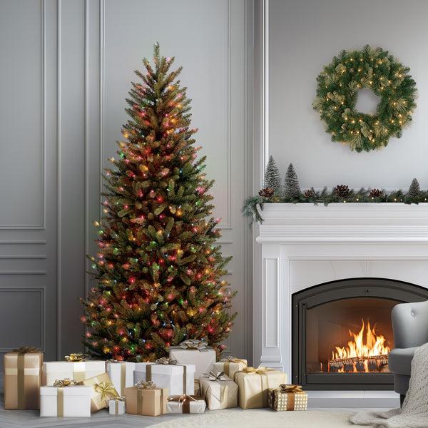 National Tree Company 6.5 Ft. Pre-Lit Natural Fraser Fir Slim Tree With Multicolor Lights