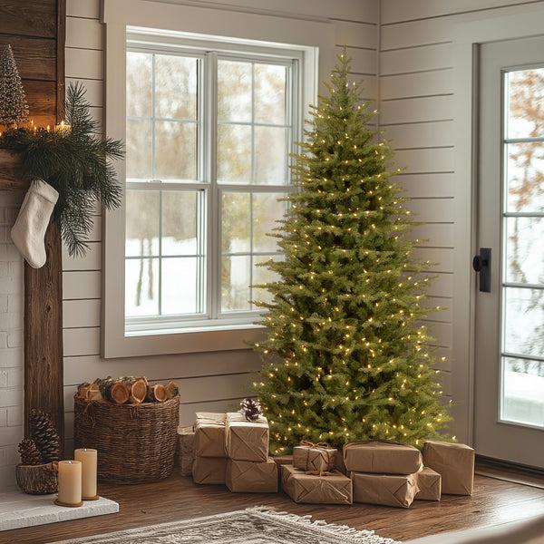 National Tree Company 6.5 Ft. Pre-Lit Nordic Spruce Slim Tree With Clear Lights
