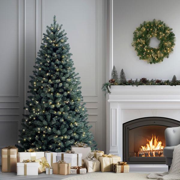 National Tree Company 6.5 Ft. Pre-Lit North Valley Spruce Blue Tree With Clear Lights