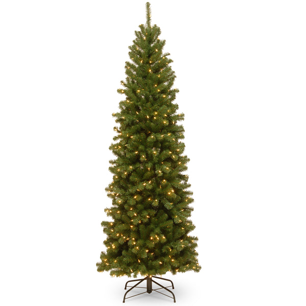 national tree company 6.5 ft. Pre-Lit North Valley Spruce Pencil Slim Tree with Clear Lights