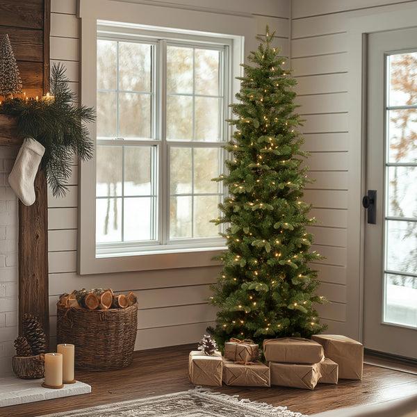 National Tree Company 6.5 Ft. Pre-Lit Prescott Pencil Slim Tree With Clear Lights
