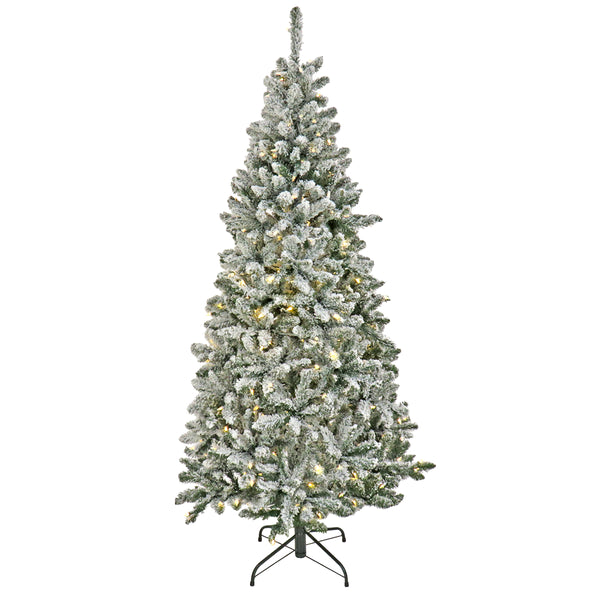 national tree company 6.5 ft. Pre-Lit Snowy Chatham Slim Tree with PowerConnect Dual Color LED Lights