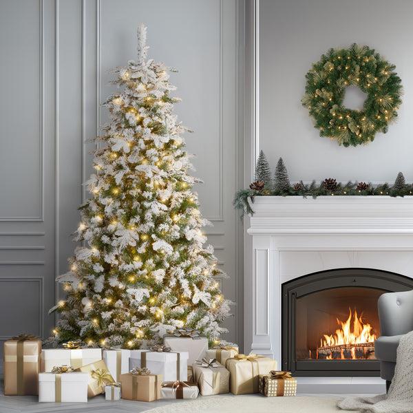National Tree Company 6.5 Ft. Pre-Lit Snowy Everest Fir Medium Tree With Clear Lights