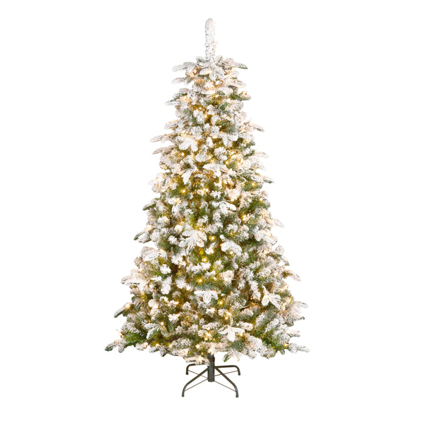 national tree company 6.5 ft. Pre-Lit Snowy Everest Fir Medium Tree with Clear Lights