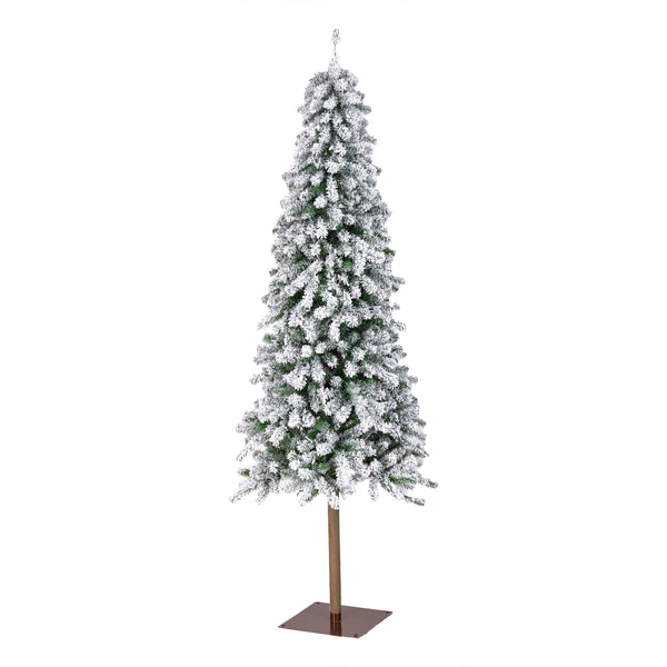 National Tree Company 6.5 Ft. Pre-Lit Snowy Grand Alpine Pencil Slim Tree With Clear Lights
