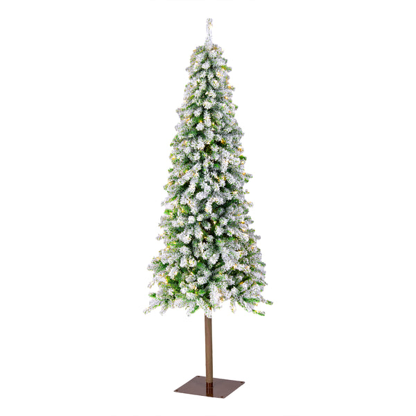 national tree company 6.5 ft. Pre-Lit Snowy Grand Alpine Pencil Slim Tree with Clear Lights