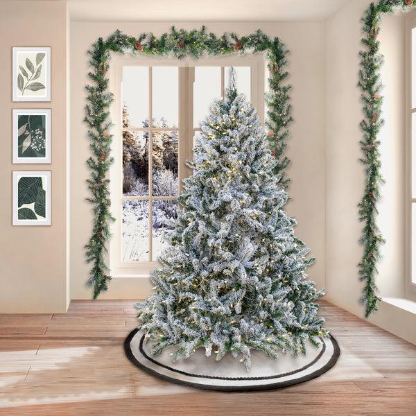 National Tree Company 6.5 Ft. Pre-Lit Snowy Hudson Tree With PowerConnect Warm White LED Lights
