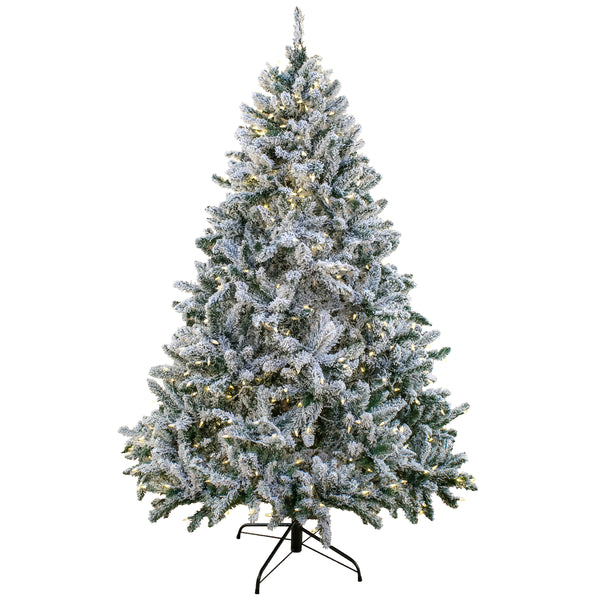 national tree company 6.5 ft. Pre-Lit Snowy Hudson Tree with PowerConnect Warm White LED Lights