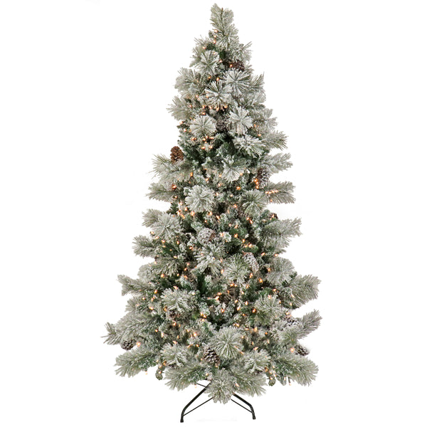 national tree company 6.5 ft. Pre-Lit Snowy Yorkshire Tree with Clear Incandescent Lights