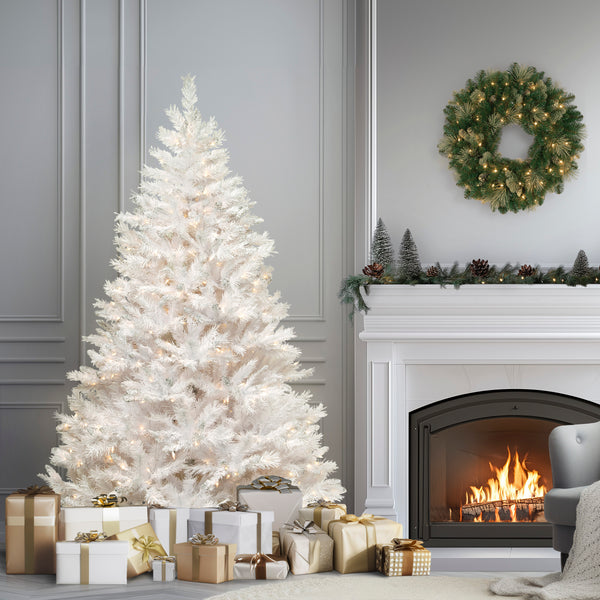 National Tree Company 6.5 Ft. Pre-Lit Winchester Pine White Tree With Clear Lights
