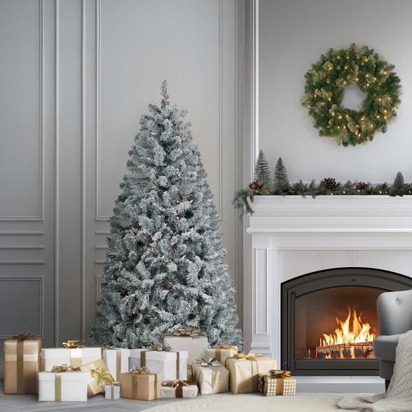 National Tree Company 6 Ft. Pre-Lit Acacia Flocked Tree With Clear Lights