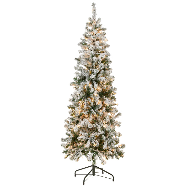 National Tree Company 6 Ft. Pre-Lit Acacia Medium Flocked Tree With Clear Lights